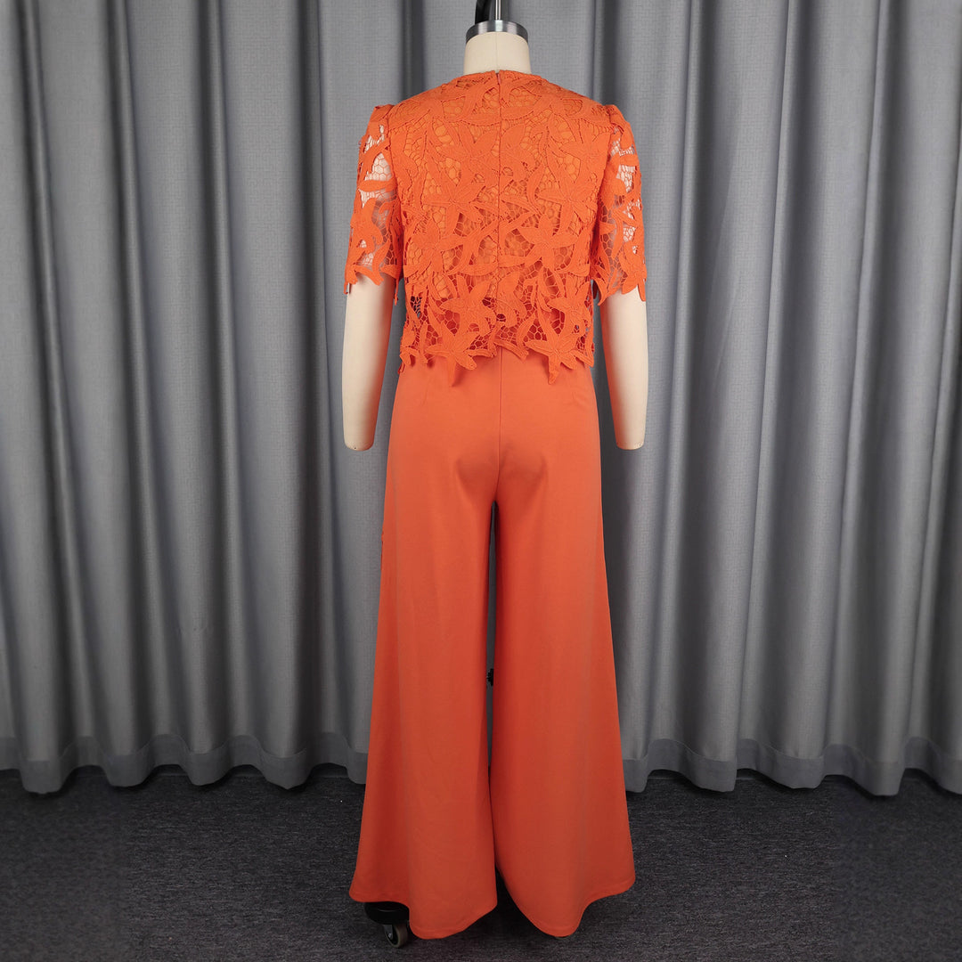 Damen elegante weit geschnittene Hose mit 3D gestickten Spitzenakzenten Echo Archiv