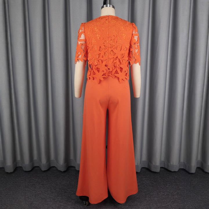 Damen elegante weit geschnittene Hose mit 3D gestickten Spitzenakzenten Echo Archiv