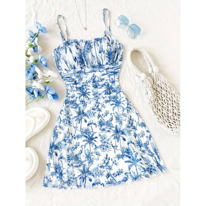 Damen Sommerliches Minikleid mit floralem Muster und Trägerdetails Echo Archiv