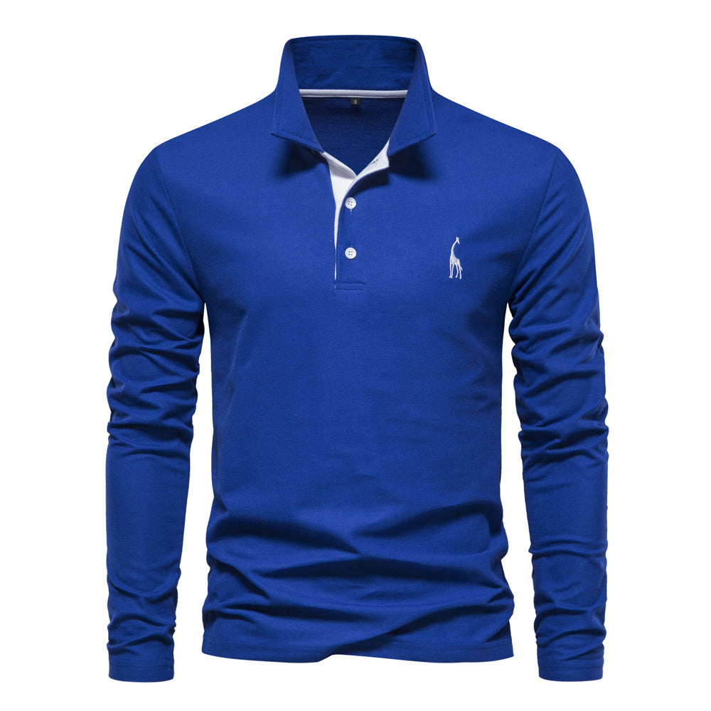 Herren Langarm Poloshirt mit modernem Kragen und atmungsaktiver Baumwollqualität – Cavello