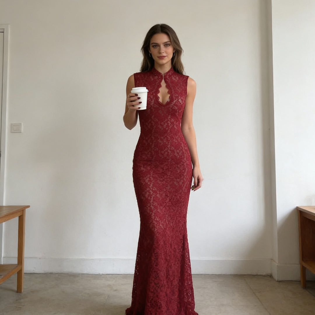 Damen Abendkleid mit Spitzenapplikation Echo Archiv