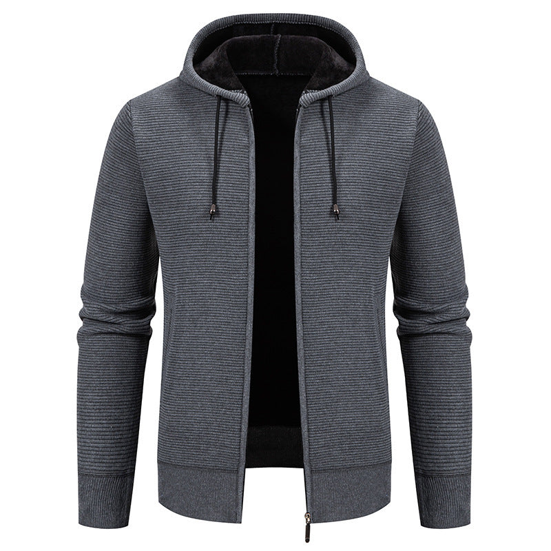 Herren moderne Kapuzenjacke mit strukturierter Oberfläche und weichem Innenfutter Echoarchiv