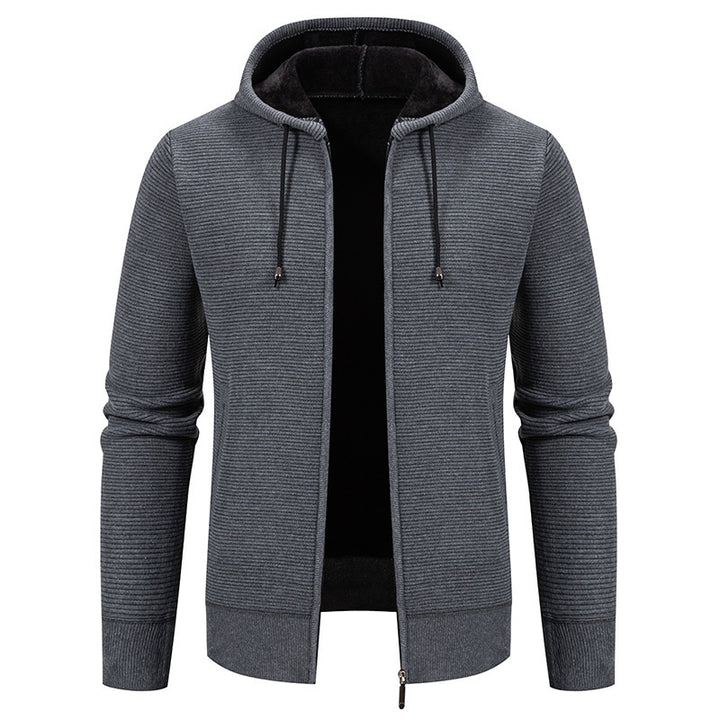 Herren moderne Kapuzenjacke mit strukturierter Oberfläche und weichem Innenfutter Echoarchiv