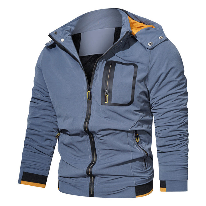 Herren Leichter technischer Kapuzenblouson mit wasserdichter Brusttasche und gerippten Kontrastbündchen Echo Archiv