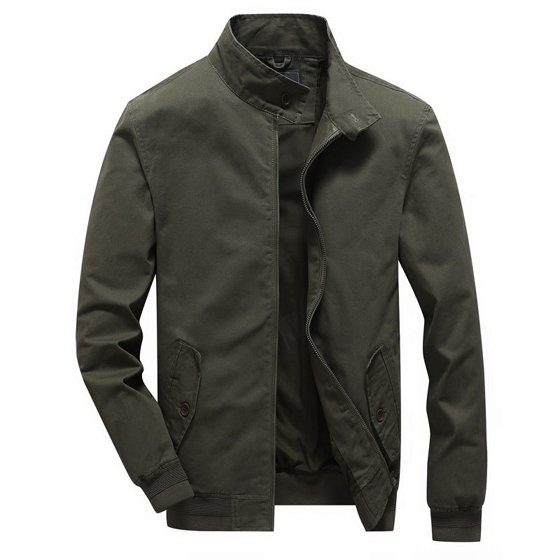 Herren Urbanes Canvas-Blouson mit hochschließendem Stehkragen und verdeckter Zip-Front Echo Archiv