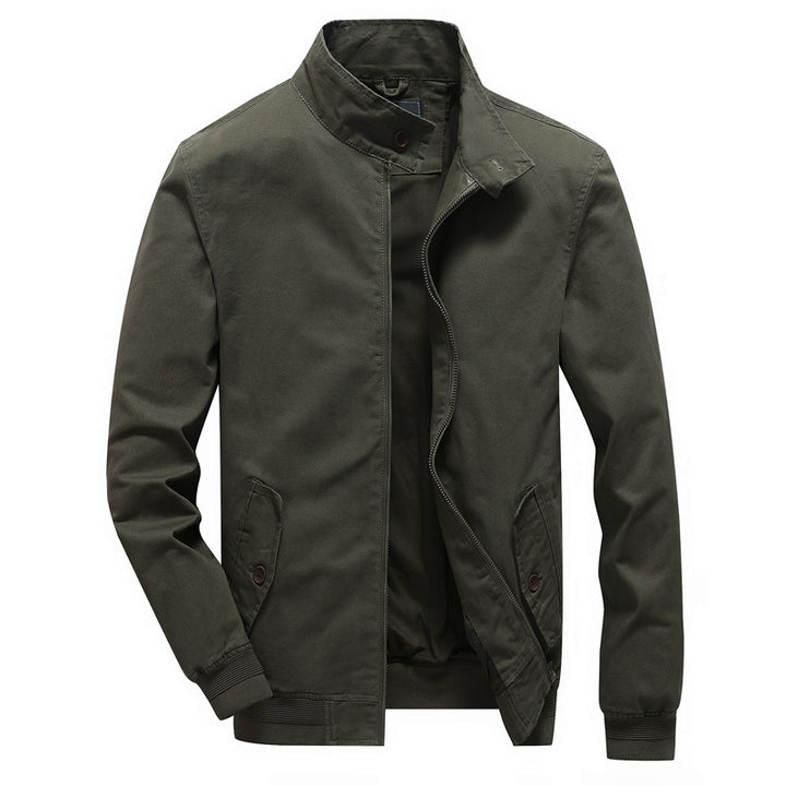 Herren Urbanes Canvas-Blouson mit hochschließendem Stehkragen und verdeckter Zip-Front Echo Archiv