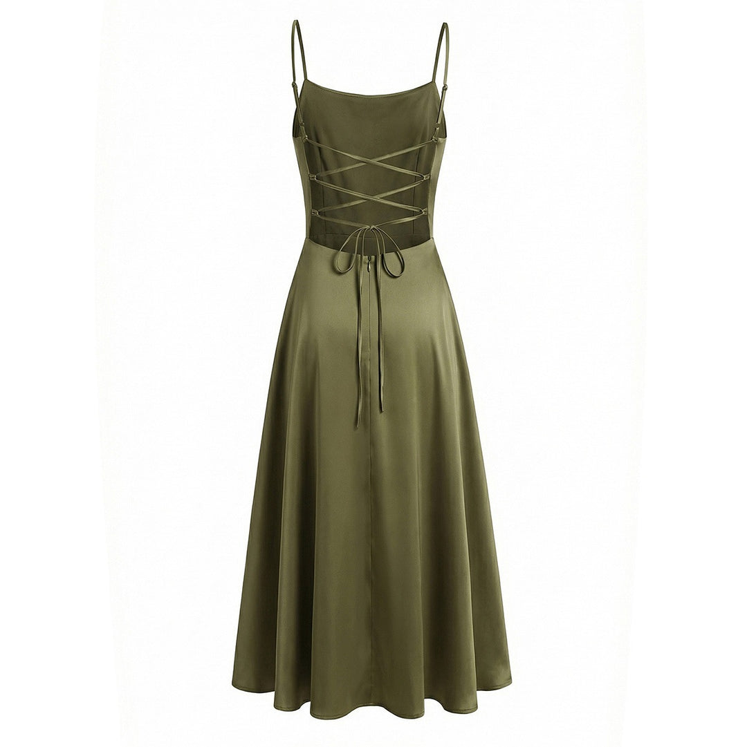 Damen Maxikleid mit elegantem Wasserfallausschnitt und schwingendem Rock Echo Archiv