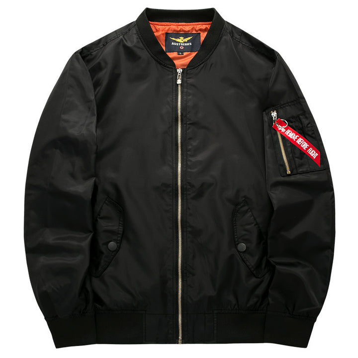 Herren Moderne Nylon-Bomberjacke mit kontrastierendem Innenfutter, Ärmel-Reißverschlusstasche und Rippbündchen Echo Archiv