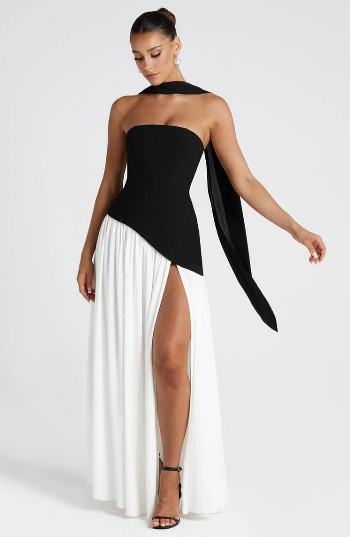 Damen Hochwertiges Abendkleid mit asymmetrischem Schnitt und elegantem Schlitz Echo Archiv