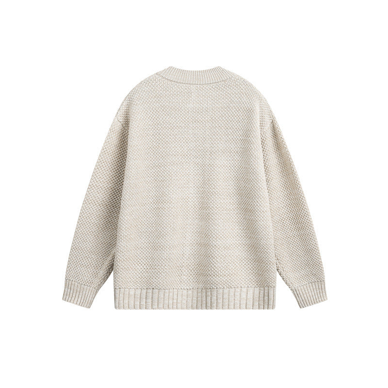 Unisex Grobstrick-Cardigan mit Perlmuster und durchgehender Knopfleiste Echoarchiv