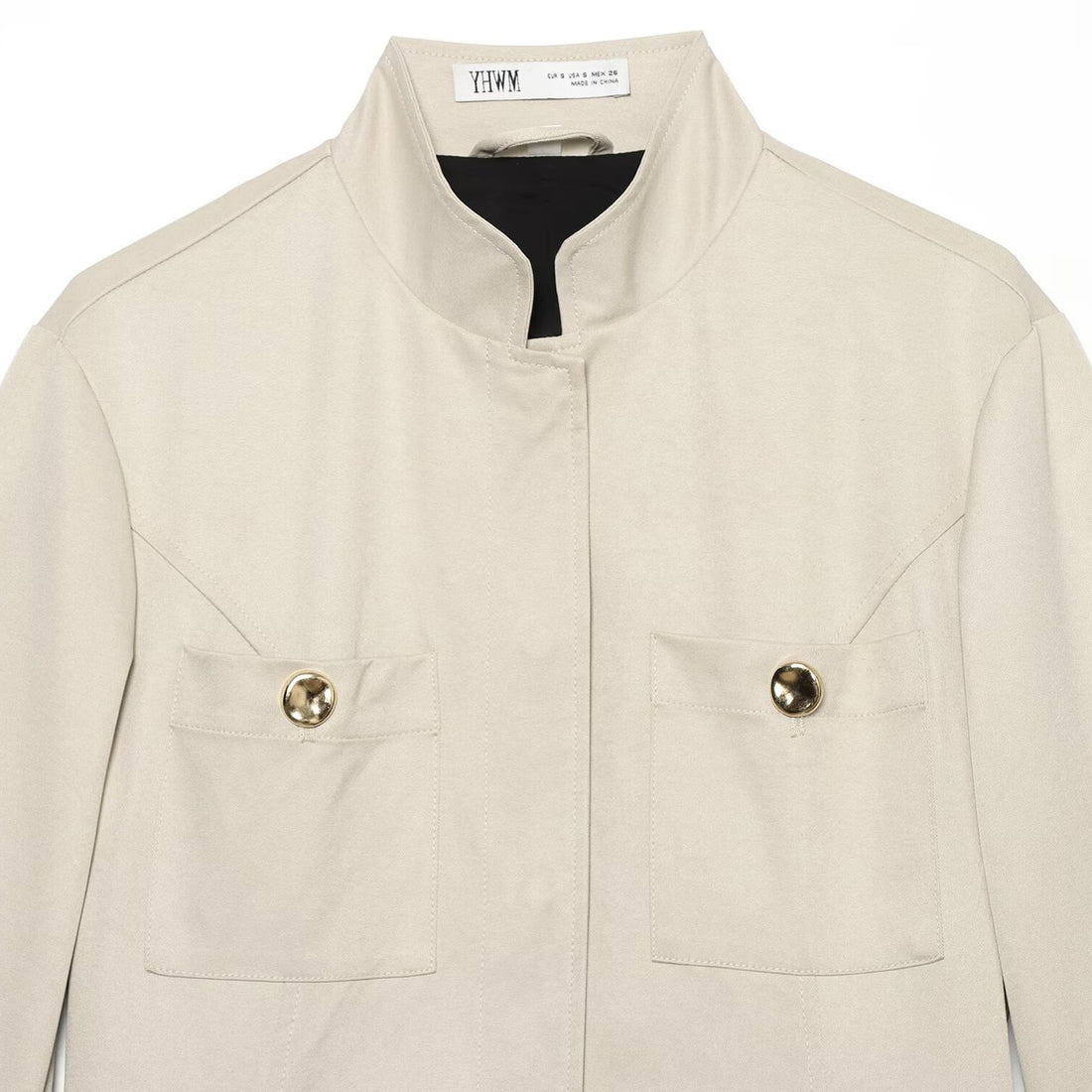 Damen Leichte Feldjacke im Safari-Stil mit Stehkragen und vier Pattentaschen Echoarchiv