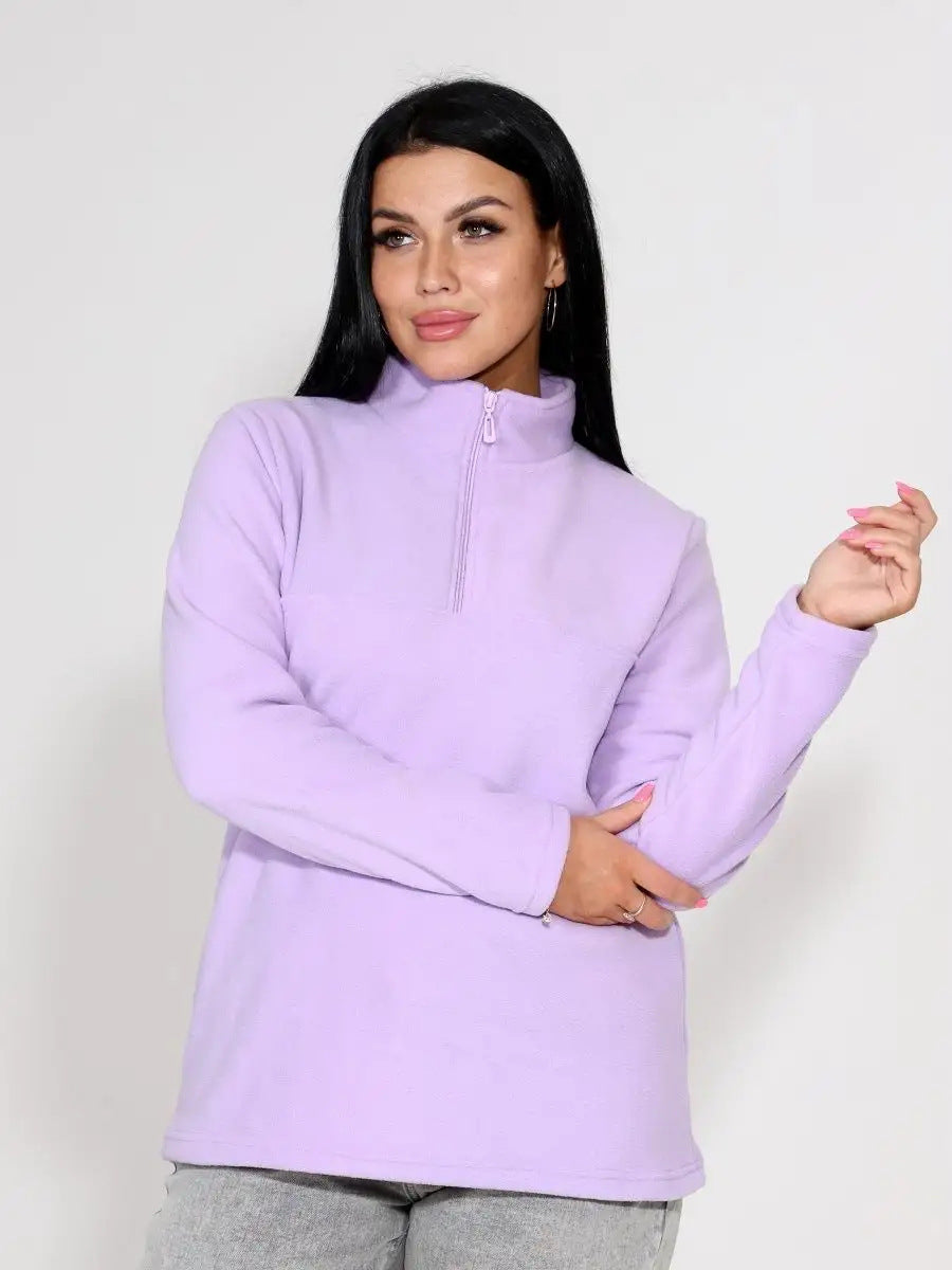 Damen Fleeceoberteil mit kurzem Halbzip und Stehkragen – Auréline