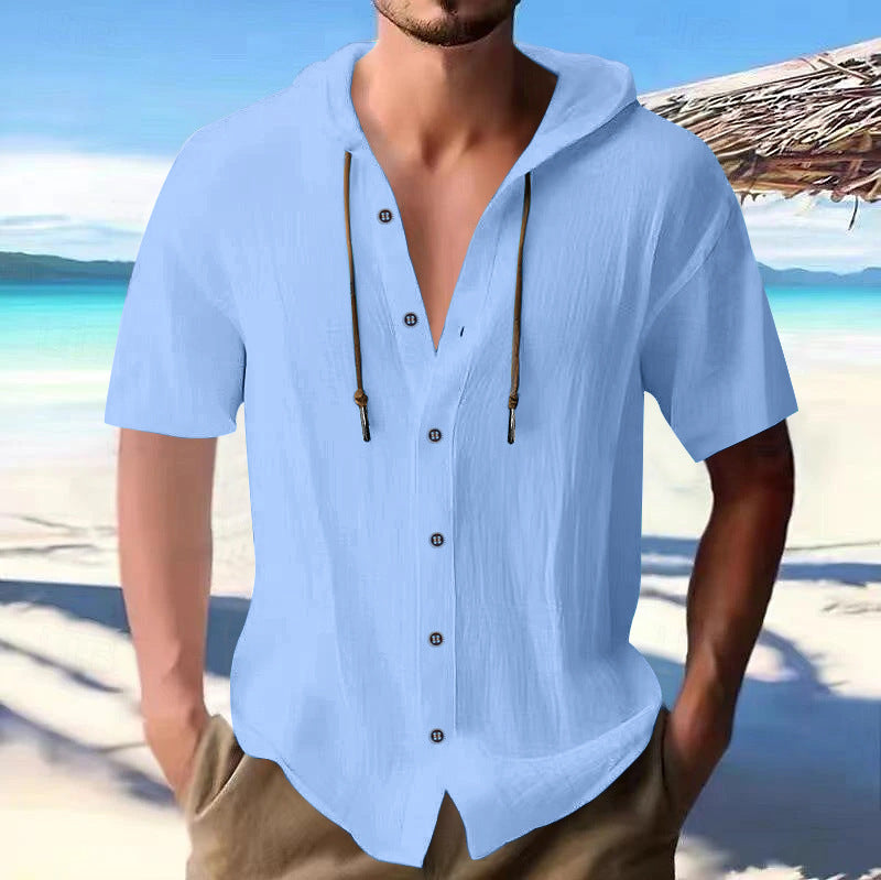 Herren lässiges Kapuzenshirt aus atmungsaktivem Material mit Knopfleiste Echoarchiv
