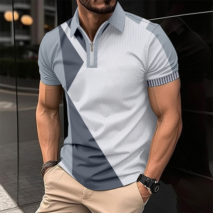 Herren modisches Polohemd mit modernem Reißverschluss und geometrischem Design Echoarchiv