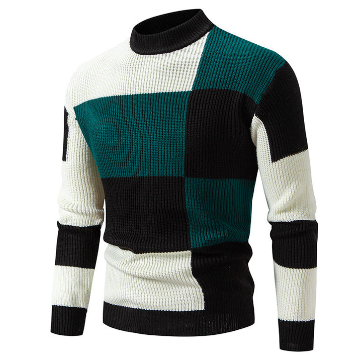 Herren modischer Rollkragenpullover mit strukturiertem Karomuster Echoarchiv