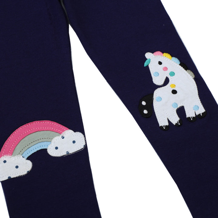 Mädchen Leggings mit zauberhaften Einhorn- und Regenbogen-Applikationen Echo Archiv