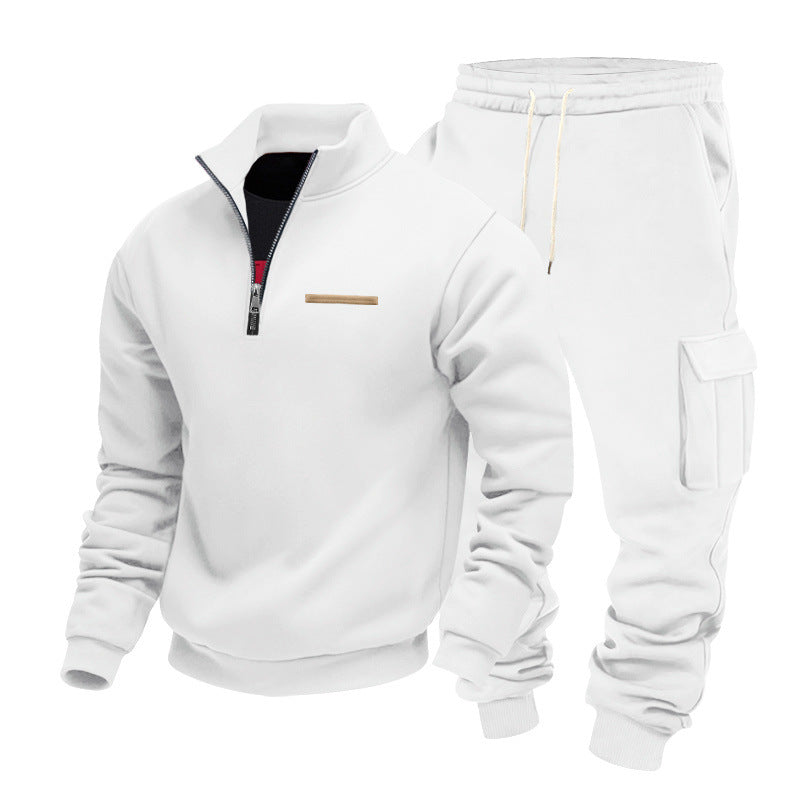 Herren Zip-Pullover- und Cargo-Jogger-Set aus weichem French-Terry Echoarchiv