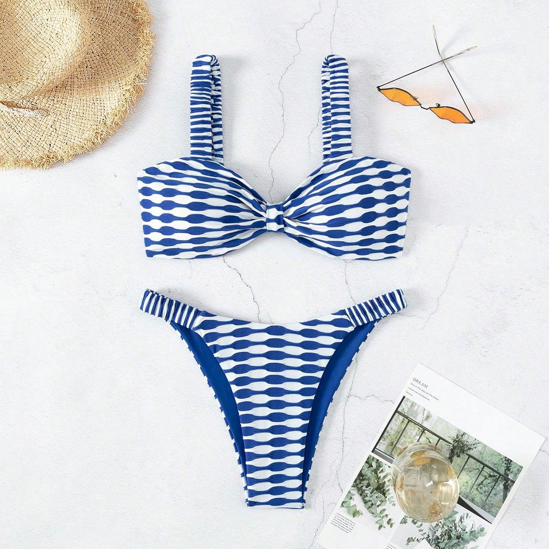 Damen Bandeau-Bikini mit einzigartigem Muster und verstellbaren Trägern Echo Archiv