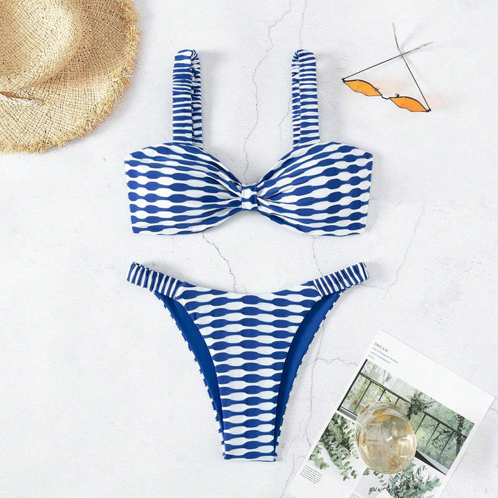 Damen Bandeau-Bikini mit einzigartigem Muster und verstellbaren Trägern Echo Archiv