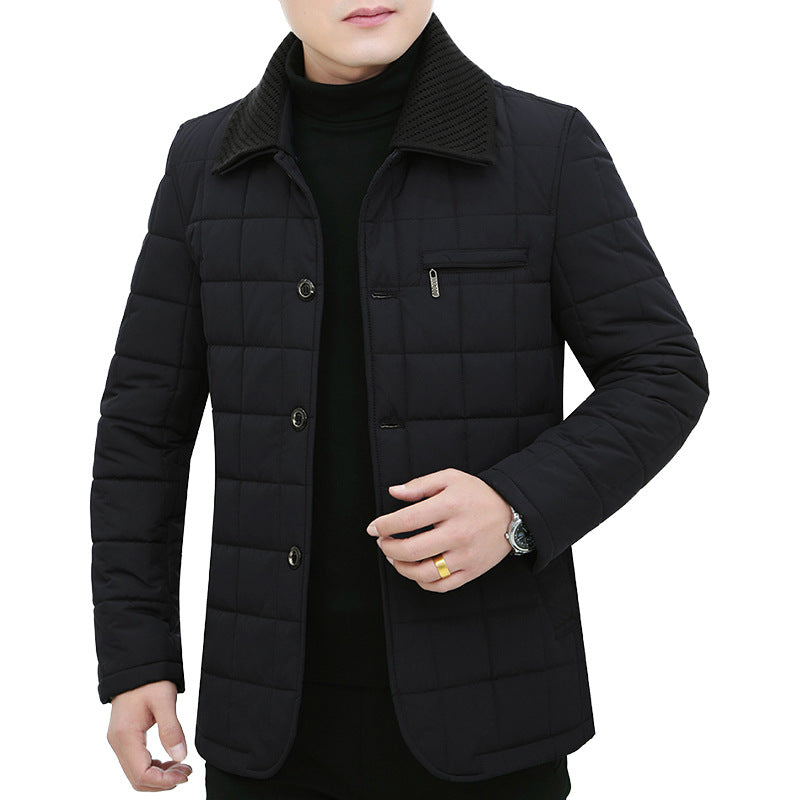 Herren Steppjacke mit Boxsteppung, Cordkragen und Brust-Reißverschlusstasche – Taviero
