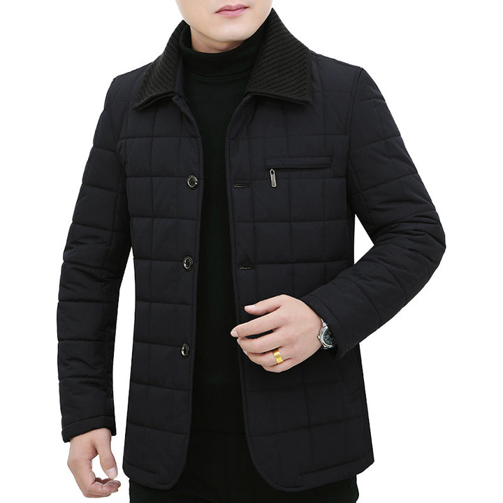Herren Steppjacke mit Boxsteppung, Cordkragen und Brust-Reißverschlusstasche – Taviero