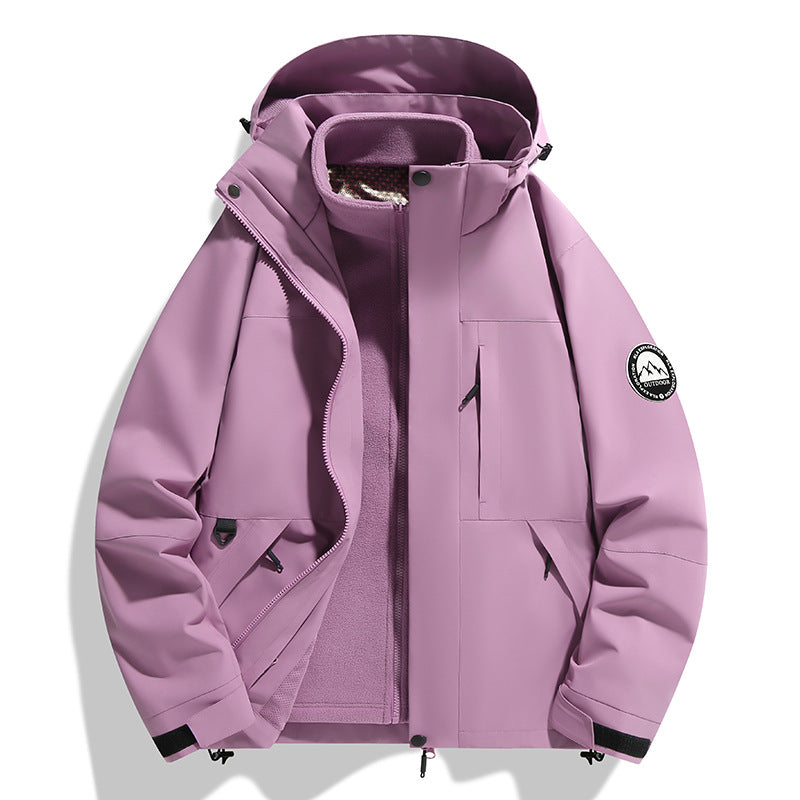 Damen zweilagige Softshell-Outdoorjacke mit herausnehmbarer Fleece-Innenjacke und Kapuze Echo Archiv