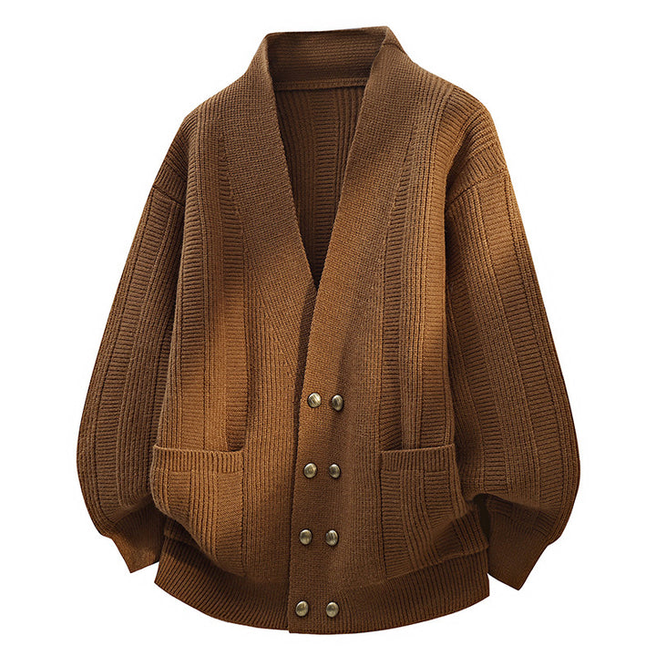 Damen Oversize Strickcardigan mit Schalkragen, doppelreihiger Knopfleiste & Eingrifftaschen Echoarchiv
