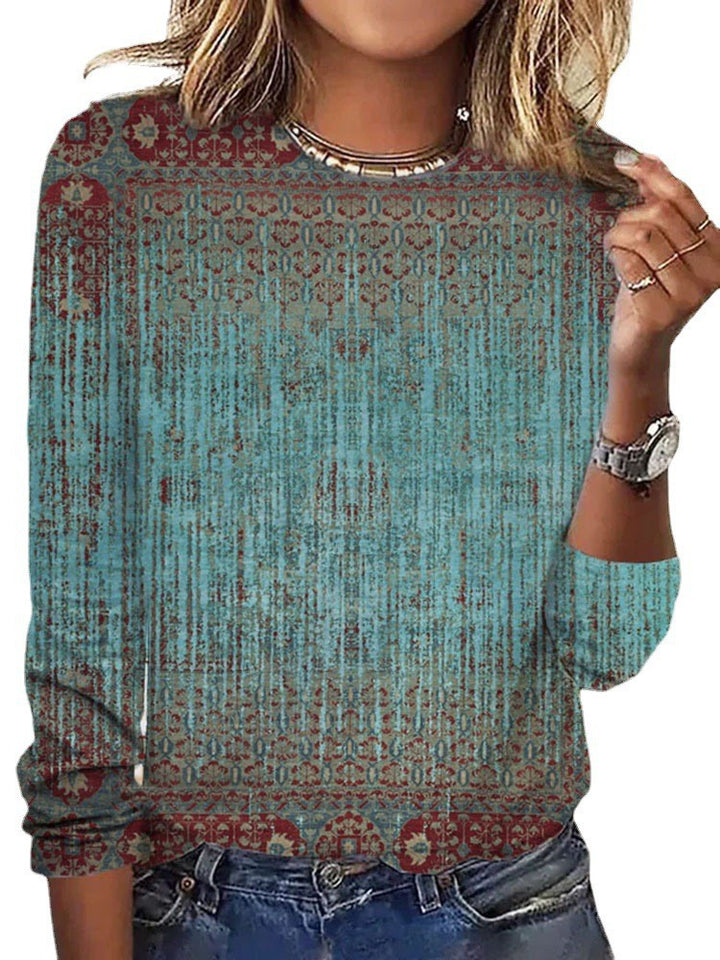 Damen Langärmeliges Oversize-Sweatshirt mit abstraktem Aquarell-Mosaikprint – Avérine