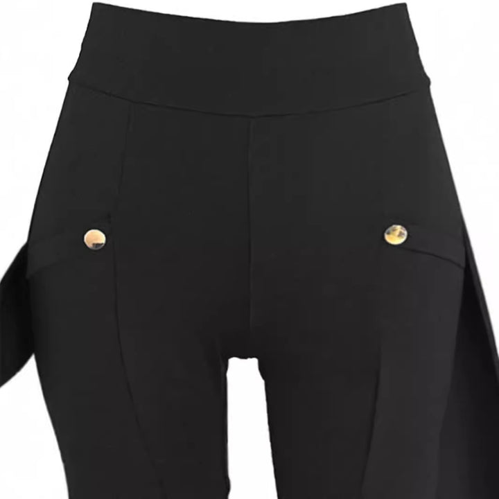 Damen High‑Waist Stretch‑Leggings mit Cargo‑Taschen und Druckknopfdetail – Avélisse