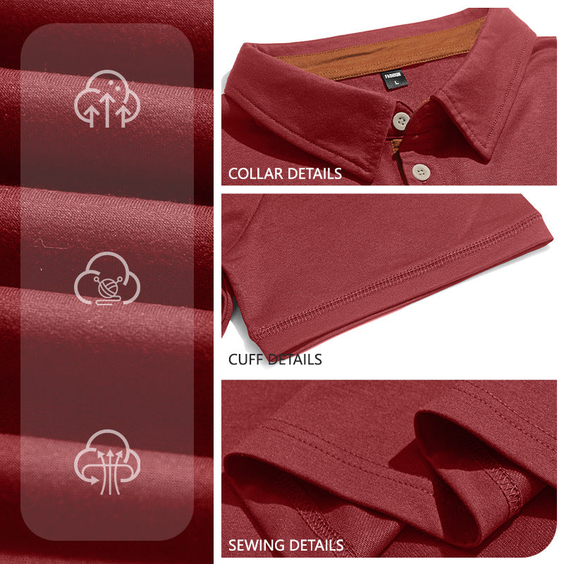 Herren nan Kurzarm-Polokragen-Shirt aus texturiertem Jersey mit Brusttasche und kontrastierter Knopfleiste Echo Archiv