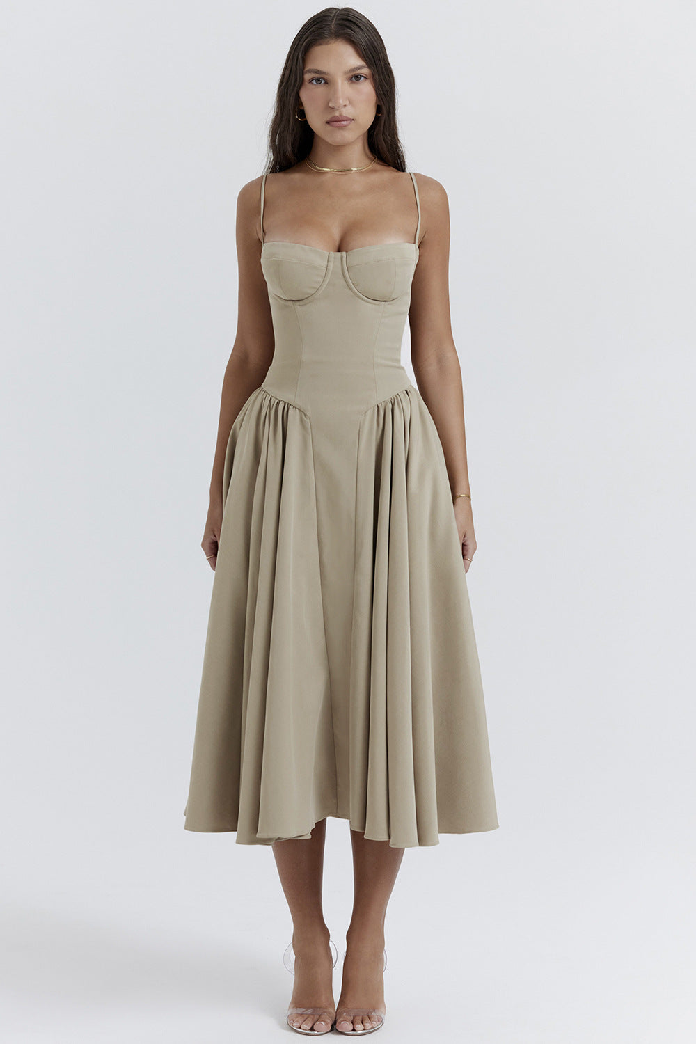 Damen Midikleid mit knöpfbarem Oberteil und schwingendem Rock Echo Archiv