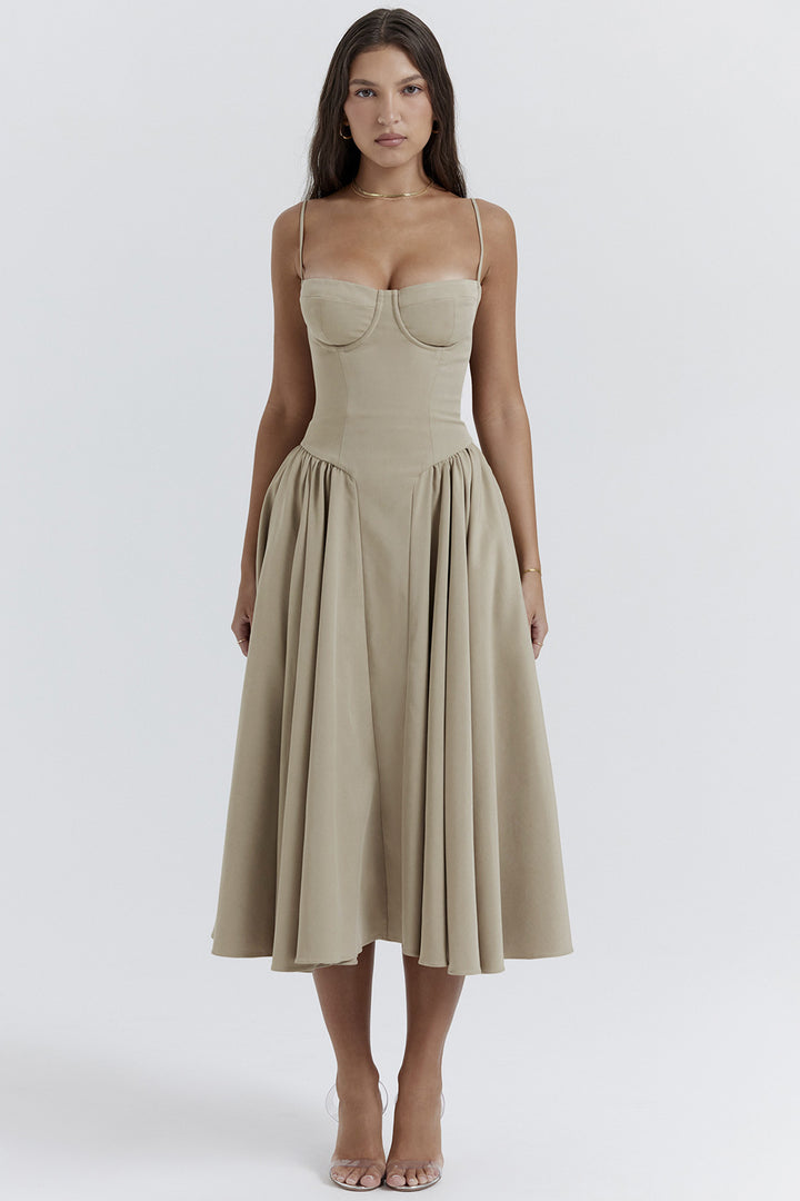 Damen Midikleid mit knöpfbarem Oberteil und schwingendem Rock Echo Archiv