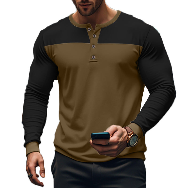 Herren nan funktionales Henley-Langarmshirt mit Raglanärmeln, verstärkter Knopfleiste und tailliertem Schnitt Echo Archiv