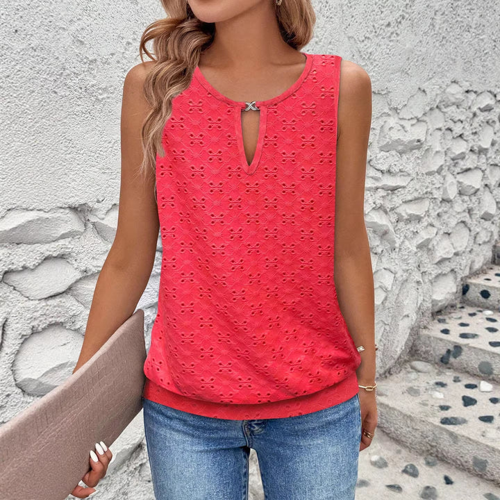 Damen luftiges Tanktop mit dekorativem Ausschnitt und feiner Struktur Echo Archiv
