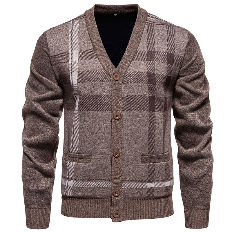 Herren modische Strickjacke mit klassischem Karomuster Echoarchiv