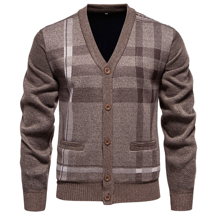 Herren modische Strickjacke mit klassischem Karomuster Echoarchiv