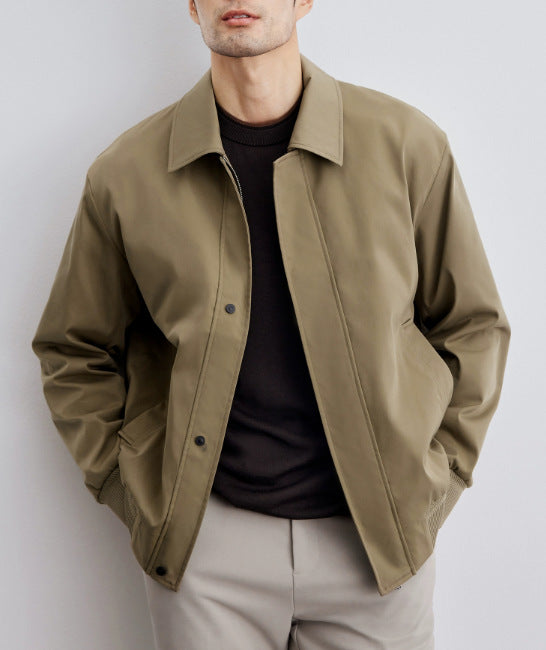 Herren klassische Harringtonjacke mit Rippsaum und verdecktem Reißverschluss Echoarchiv