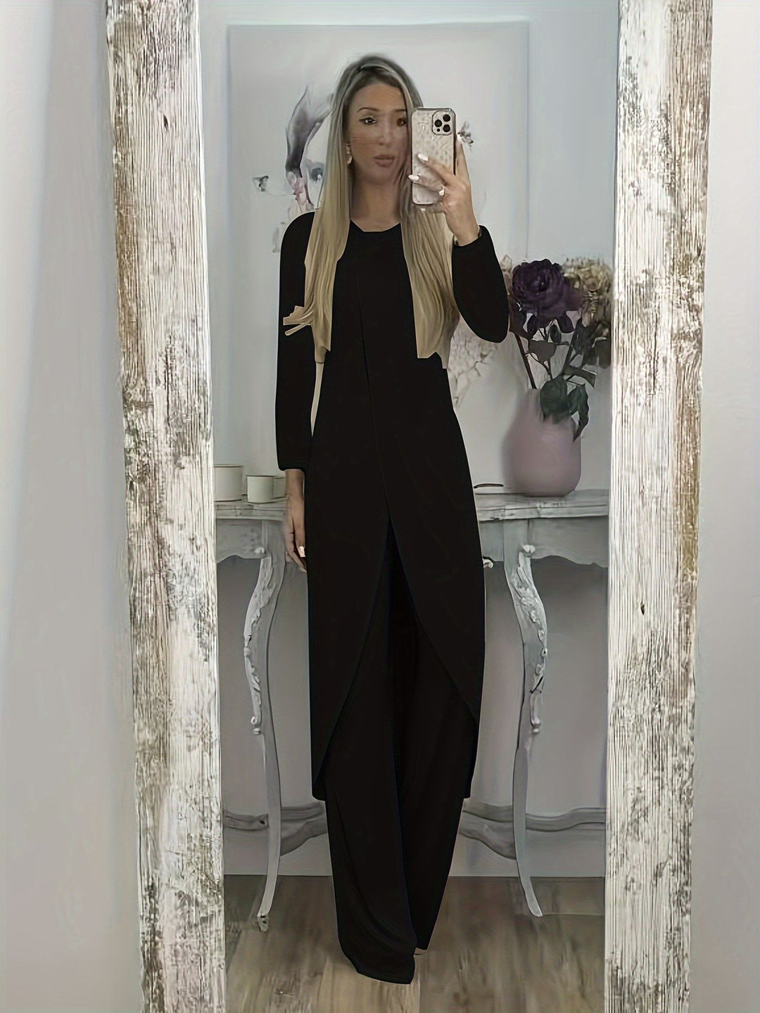 Damen Elegantes Maxikleid mit Wickeloptik, asymmetrischer Drapierung und vorderem Schlitz Echoarchiv