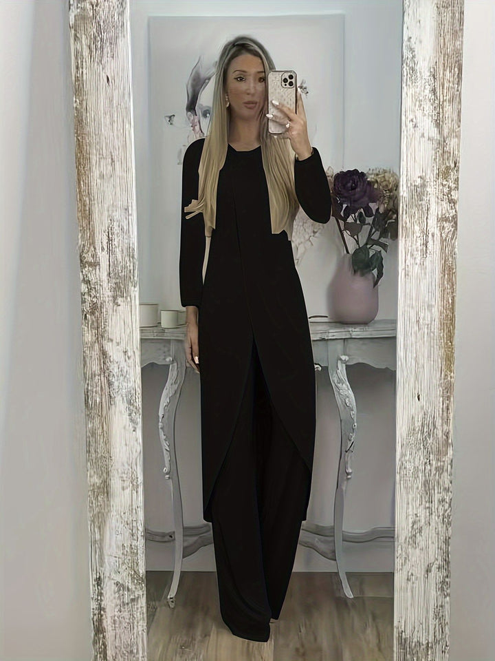 Damen Elegantes Maxikleid mit Wickeloptik, asymmetrischer Drapierung und vorderem Schlitz Echoarchiv