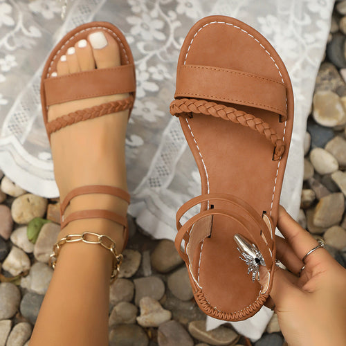 Damen Geflochtene Riemchensandalen mit feinem Fußbett und rutschfester Sohle Echoarchiv
