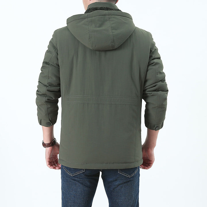 Herren Winddichter Kapuzenparka mit Teddyfutter, Mehrfach-Taschen und Patch-Details Echo Archiv