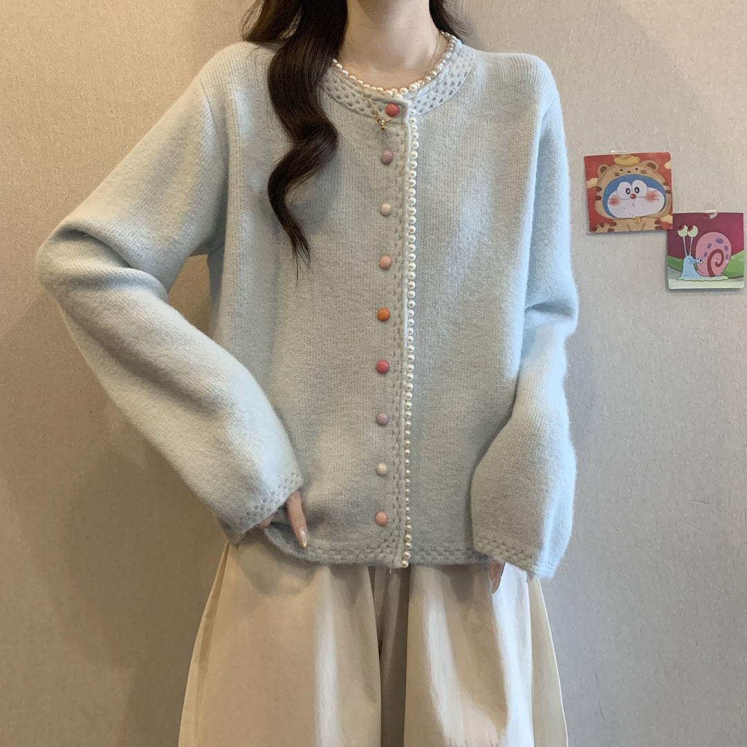 Damen Verspielte Strickjacke mit bunten Knöpfen Echo Archiv