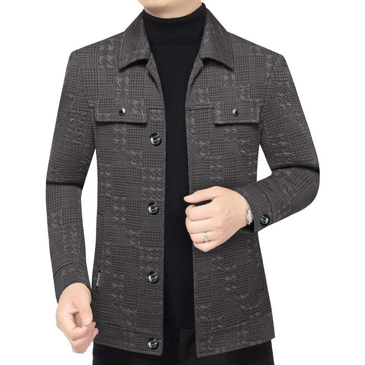 Herren Strukturiertes Overshirt im Glencheck-Relief mit Hemdkragen – Taviero