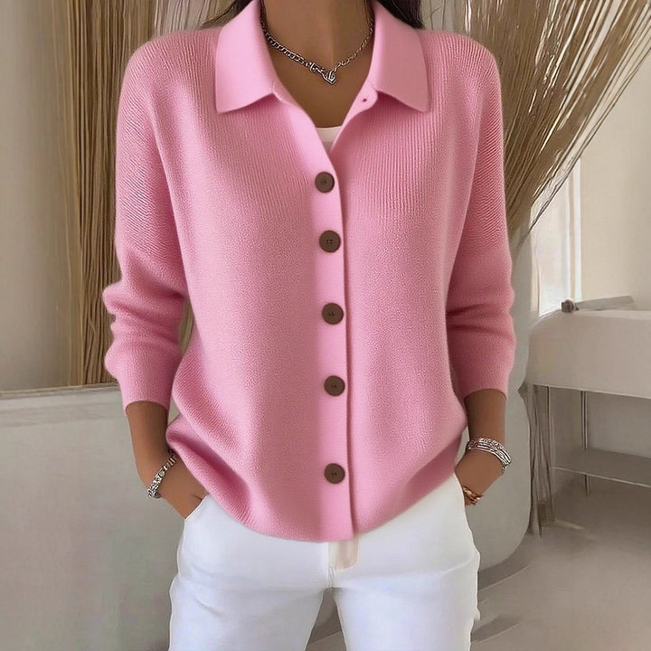 Damen nan Feinstrickjacke mit Hemdkragen und durchgehender Knopfleiste Echo Archiv