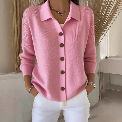 Damen nan Feinstrickjacke mit Hemdkragen und durchgehender Knopfleiste Echo Archiv