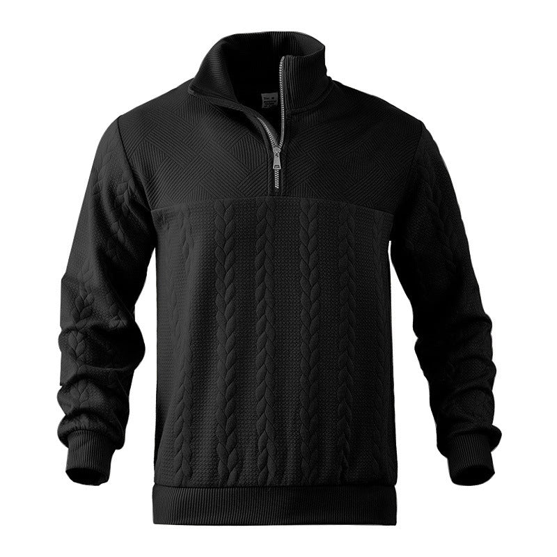 Herren Stepp-Pullover mit halbem Reißverschluss und strukturiertem Design Echoarchiv