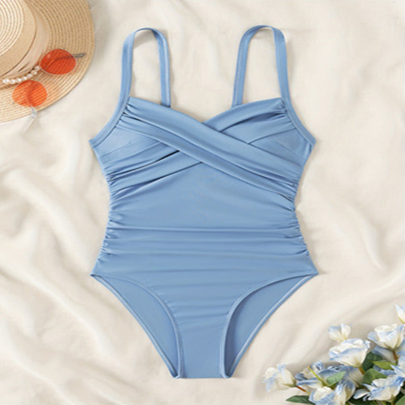 Damen Eleganter Wickelbadeanzug mit raffinierten Raffungselementen Echo Archiv