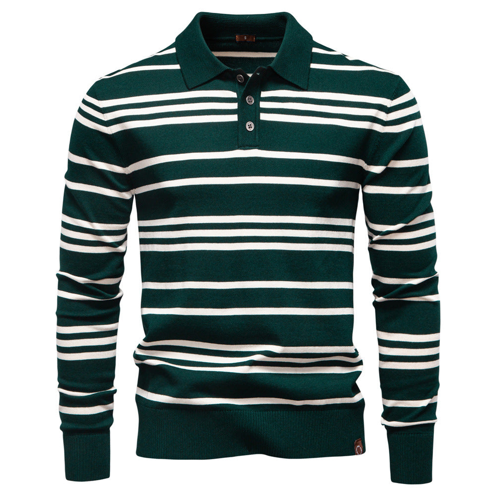 Herren Polo-Pullover mit modischem Streifenmuster und leichter Struktur Echoarchiv