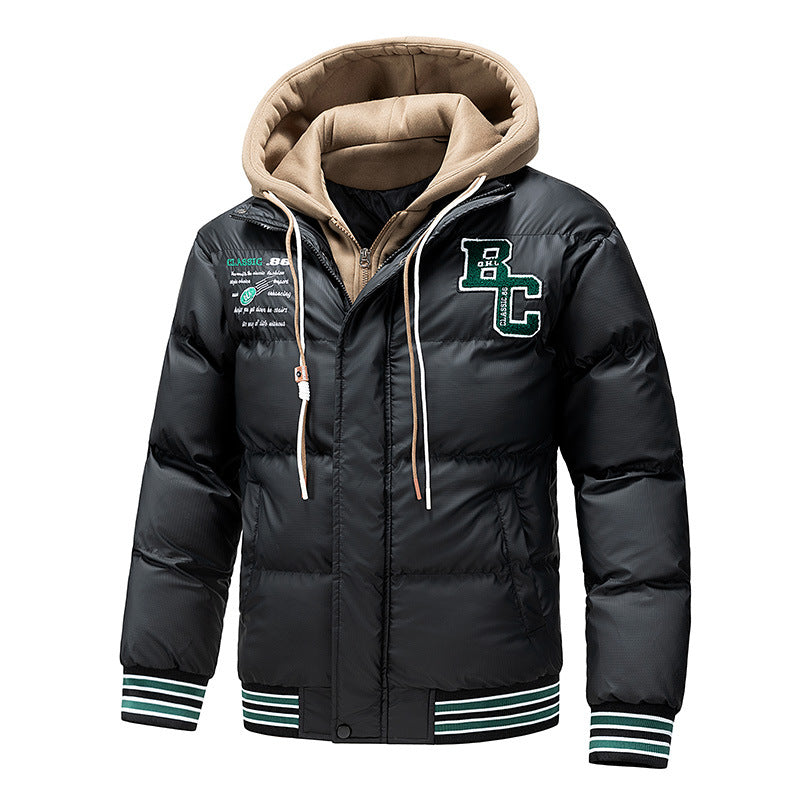 Herren Gepolsterte Steppjacke mit Kapuzen-Inlay und College-Patches Echo Archiv