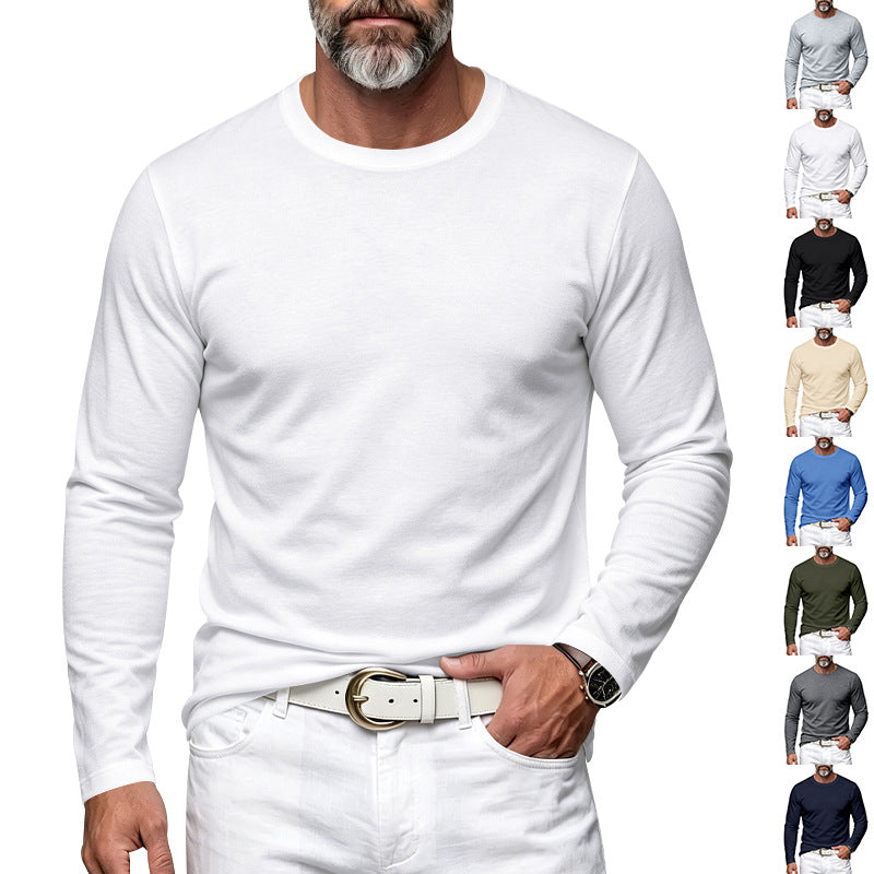Herren Slim-Fit Baumwoll-Langarmshirt mit Rundhalsausschnitt Echoarchiv